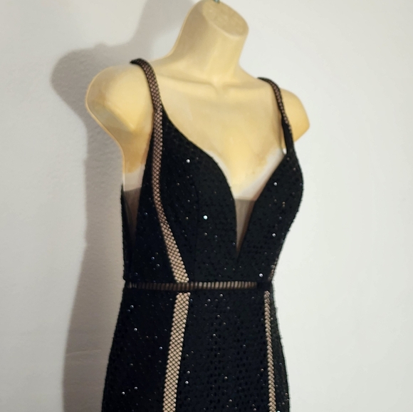 ALYCE PARIS Beaded Full Plunge Neckline Sleeveless Full Length Gown Black Size 2 - Picture 7 of 14